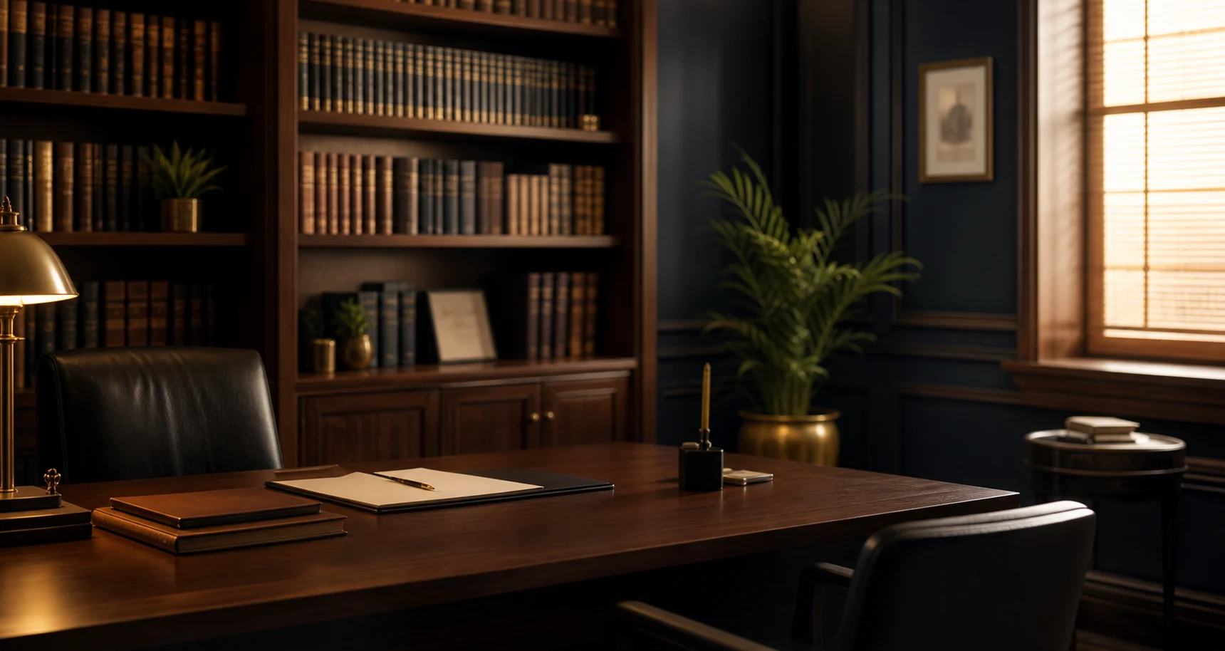 Professional legal chamber and law books